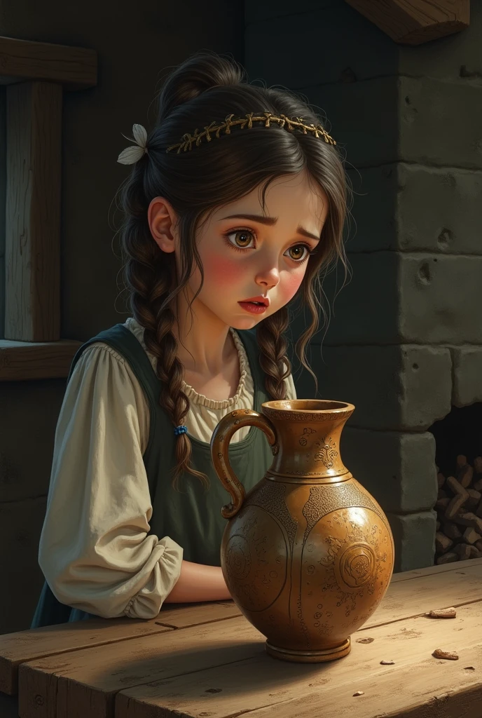 A girl who is afraid of the sound of a jug in the Middle Ages easier to draw