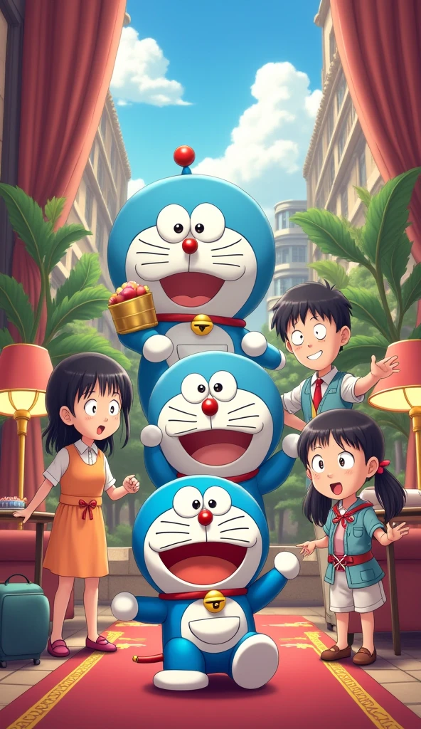 Doraemon fun and enjoy in the hotel with his friends