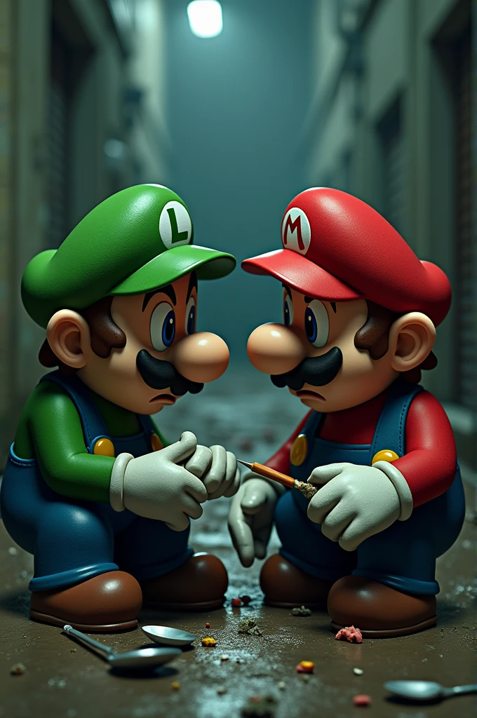 Mario bros injecting heroin