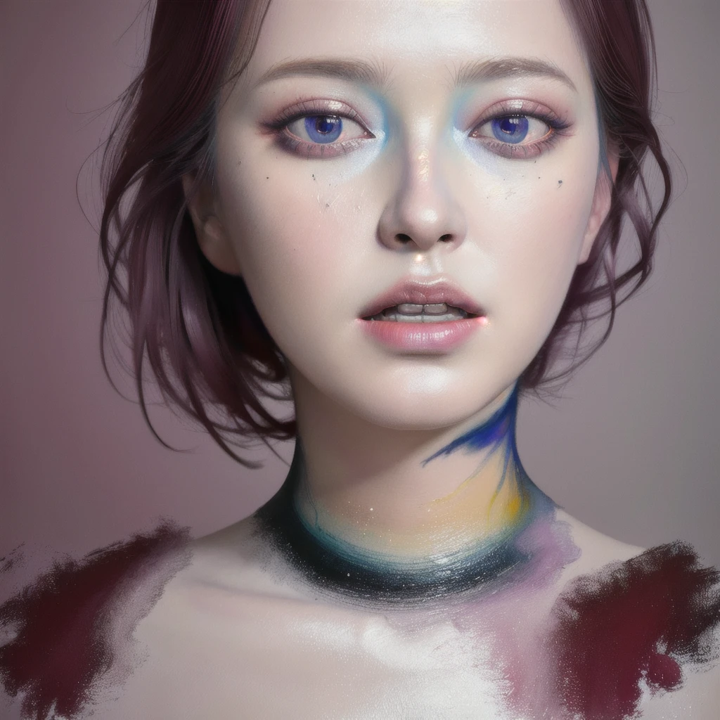 Android Beauty, Powerful paintings inspired by Francis Bacon, Ultra-realistic surrealism, Hyperrealism, fear, art, hyper real painting, Realistic illustration painting, カラフルなHyperrealism, Hyper-realistic digital art