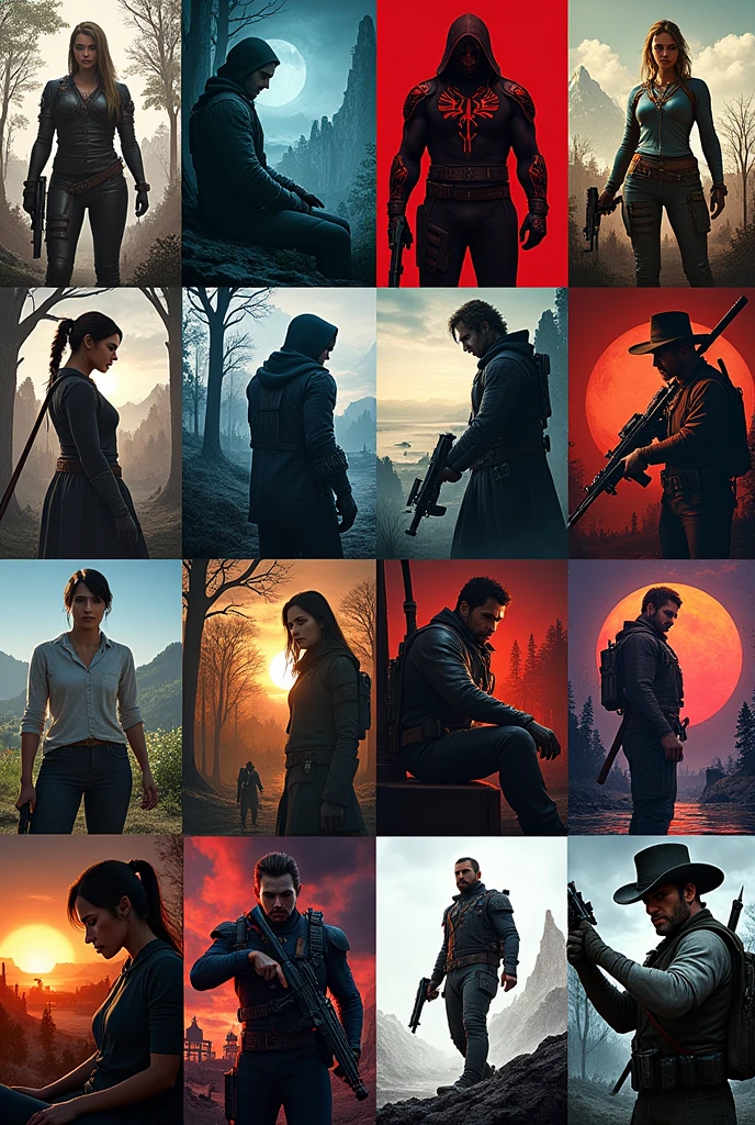 Make a collage of 12 covers from the following videogames: zelda majoras mask, zelda tears of the kingdom, the elder scrolls v skyrim, kingdom come deliverance, the witcher 3, metal gear solid 3, red dead redemption 2, bloodborne, sekiro shadows die twice, shadow of the colossus, metal gear solid V phantom pain and the last of us