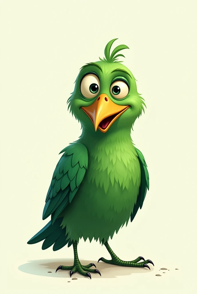 Funny looking green crow looking at the camera ,
Velly color is whitish