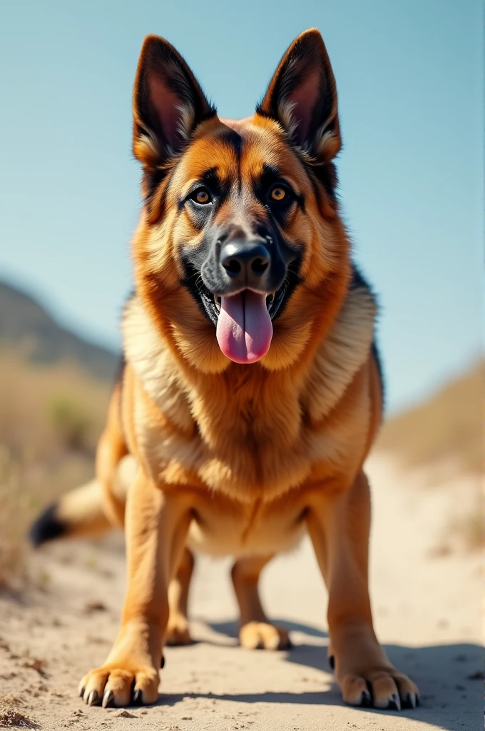 **"Generate a high-resolution, ultra-realistic full-body image of an angry GERMAN SHEPHERD. The dog should be shown in a powerful, alert stance with a fierce, intense expression. The coat color should be vivid, such as tan or sable, and the background should be fresh and clear to highlight the GERMAN SHEPHERD’s imposing presence."**