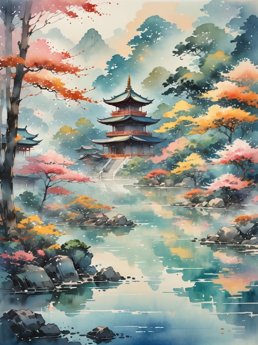 ethereal watercolor realism, soft yet vibrant hues that blend to create an immersive atmosphere, reflecting the raw faith and emotional depth of the Buddhist art. --c 10 --ar 4:3 --quality 2 --p --stylize 500 --v 6.1