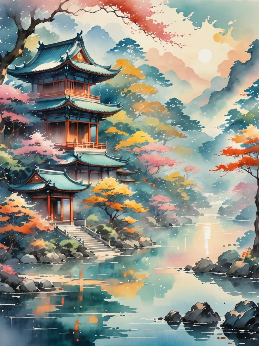 ethereal watercolor realism, soft yet vibrant hues that blend to create an immersive atmosphere, reflecting the raw faith and emotional depth of the Buddhist art. --c 10 --ar 4:3 --quality 2 --p --stylize 500 --v 6.1