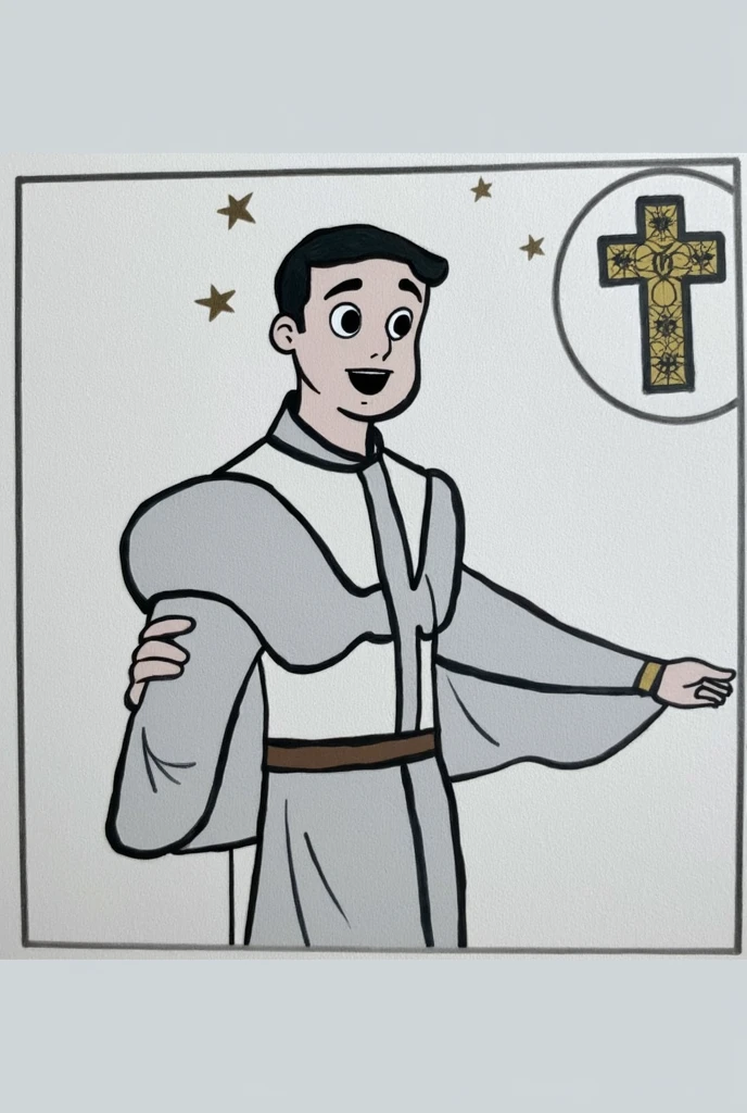 Draw with soft strokes, color and make a catholic background, Disney style, picture in 8k