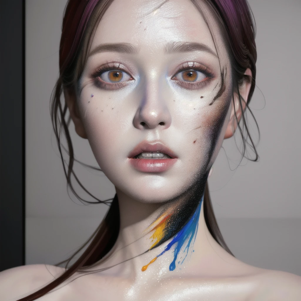Android Beauty, Powerful paintings inspired by Francis Bacon, Ultra-realistic surrealism, Hyperrealism, fear, art, hyper real painting, Realistic illustration painting, カラフルなHyperrealism, Hyper-realistic digital art