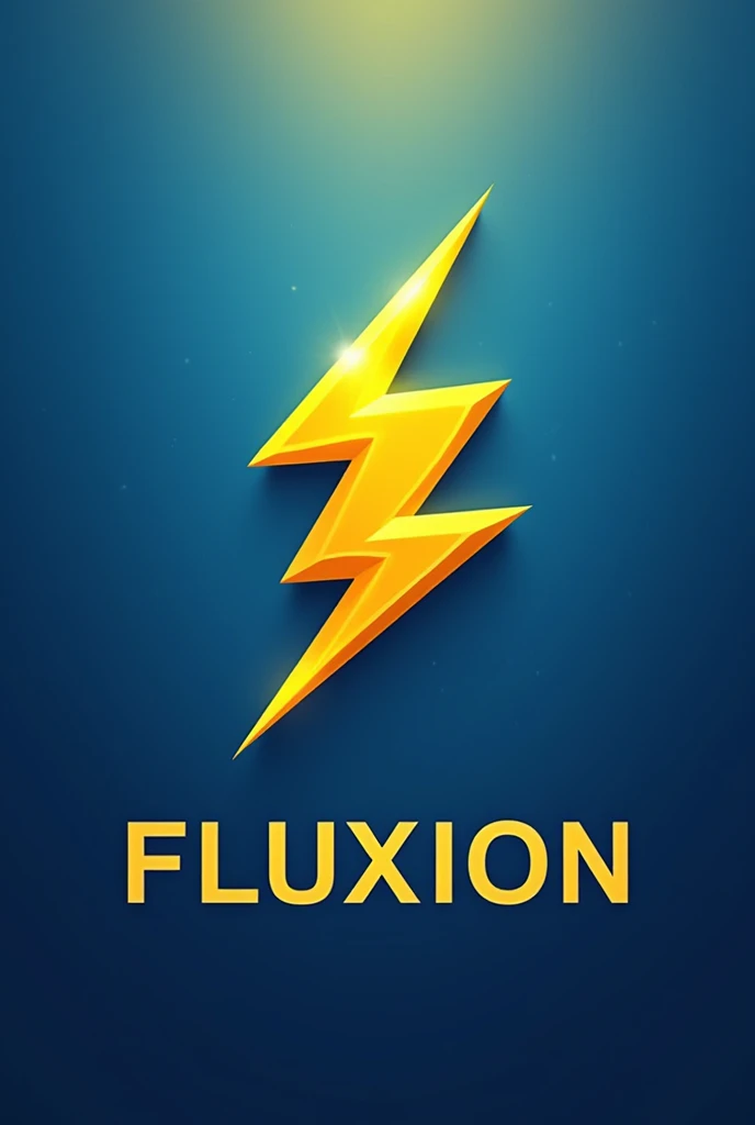 Create a logo for an energy company called fluxion with a lightning bolt with a predominance of blue and yellow colors 