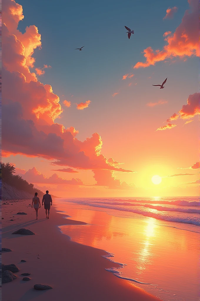A sunset on the beach