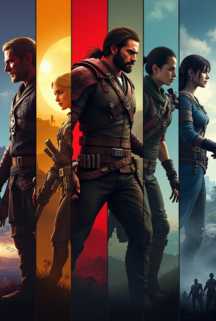 Faça uma colagem das 12 capas originais dos seguintes jogos de videogame: zelda majoras mask, zelda tears of the kingdom, the elder scrolls v skyrim, kingdom come deliverance, the witcher 3, metal gear solid 3, red dead redemption 2, bloodborne, sekiro shadows die twice, shadow of the colossus, metal gear solid V phantom pain and the last of us