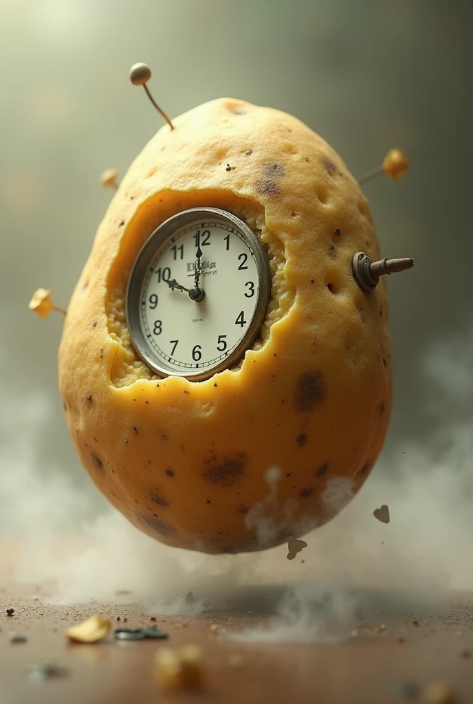 Stuffed potato with clock