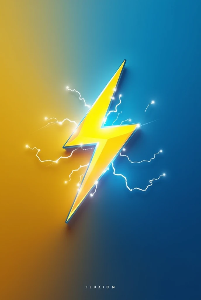 Create a logo for an energy company called fluxion with a lightning bolt with a predominance of blue and yellow colors