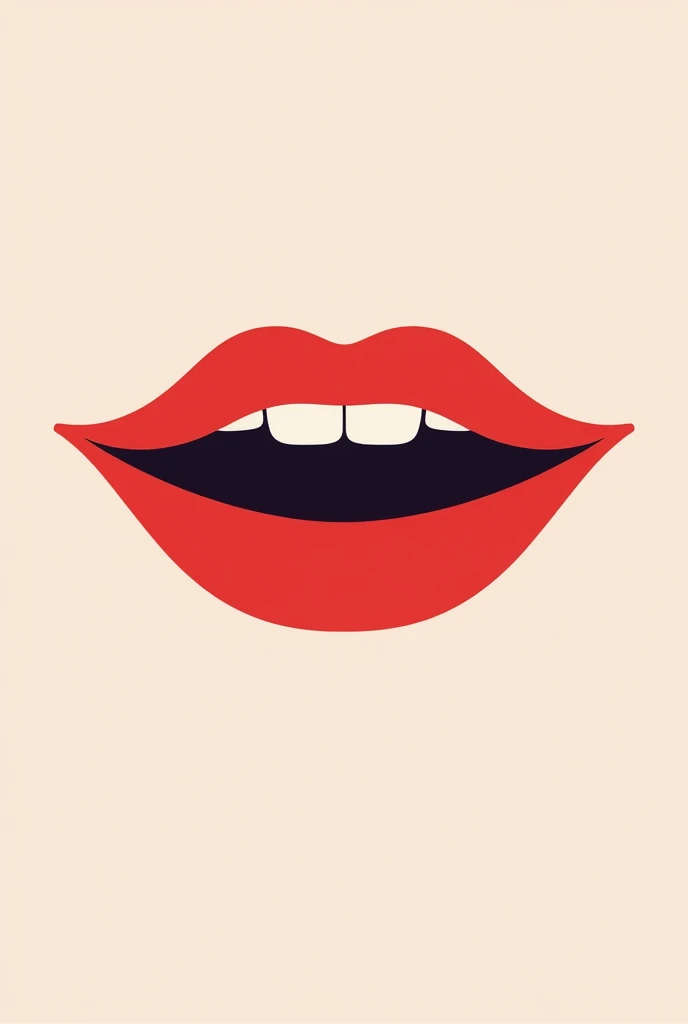 Create a logo featuring a minimalist bright red mouth 

