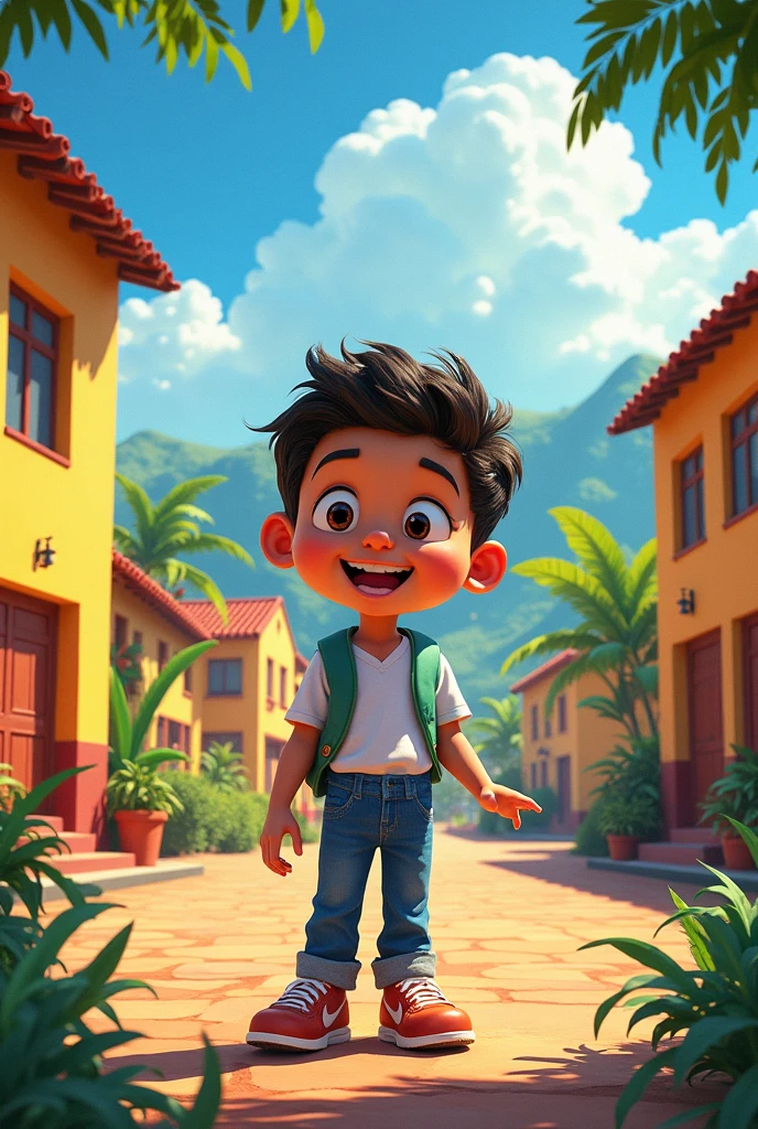 Pixar-style poster of a student from the Lauro Damerval Ayora Educational Unit in Loja-Ecuador 
