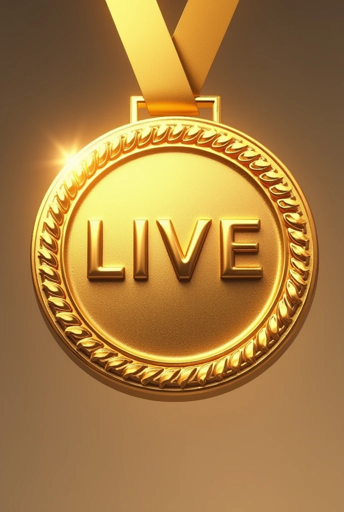 Create a gold medal with the word LIVE written on it