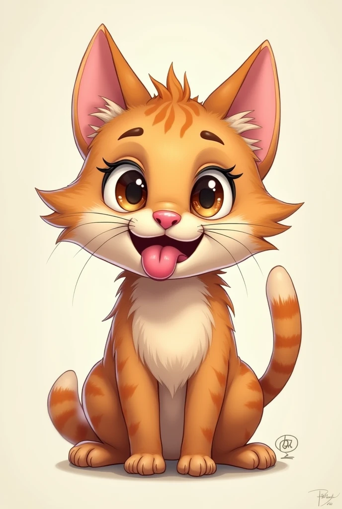 A cat furry sticking his long tongue out 