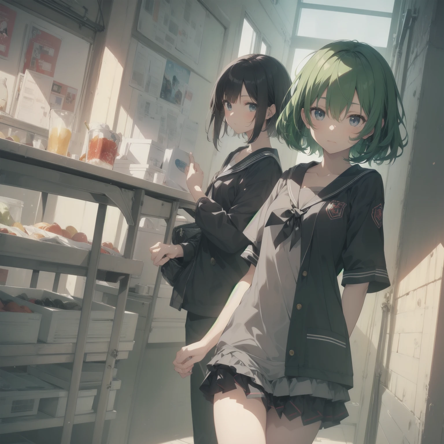 ultra-absurdres-Top quality by artist God, ultra-detailed, high resolution, anime moe artstyle, best anime 8k konachan wallpaper, pixiv contest winner, pool:2810, perfect anatomy,break, 1girl, (Please draw a girl walking sleepily to school alone. )break,(Solo,little female,15yo:1.3),Full limbs, ,a junior high school student, (very short hair), short cut, flat chest, , small butt, small black eyes, beautiful detailed eyes, well-proportioned iris and pupils, expressive eyes, highres detailed hair, soft expression, salor school_uniform, sailor collar, serahuku, bow, pleated skirt,(Detailed Lighting), (Detailed background), in the School commute route. break,super detailed skin, Best cinematic lighting powered by famous artist, 8k,beauty illustration,photoshop_(medium),very aesthetic,break,((artist:takeuchi_takashi )), artist:clamp ,artist:carnelian ,artist:kantoku ,