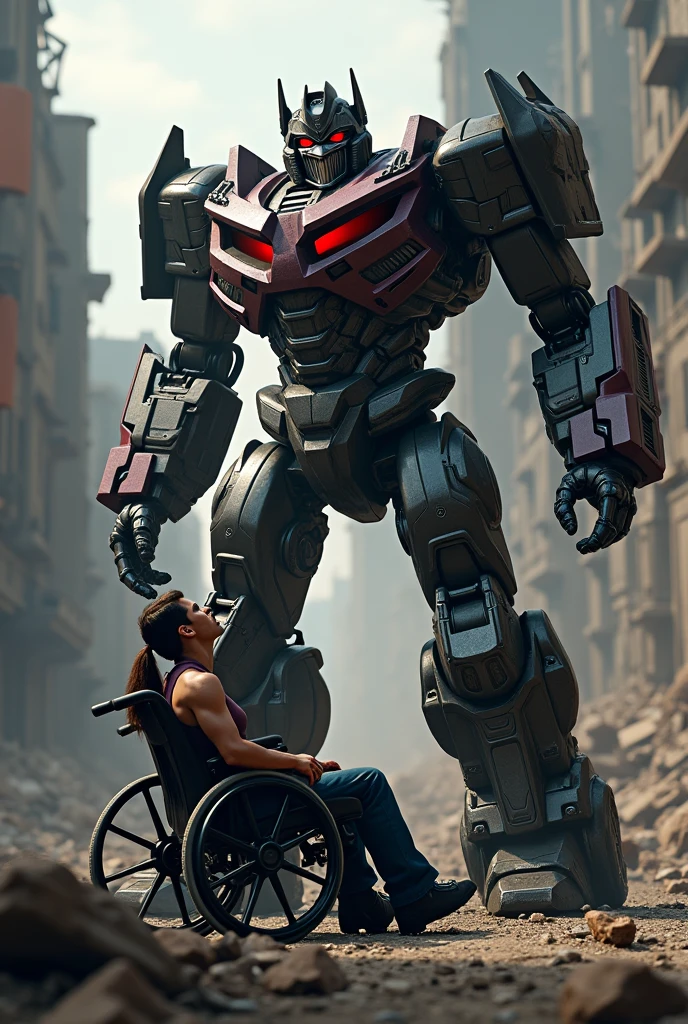 Draw Megatron laughing at a wheelchair user