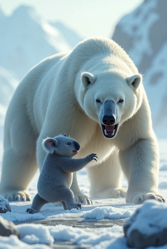 Koala and -Polar Bear fight scene: ultra HD high resolution 4K