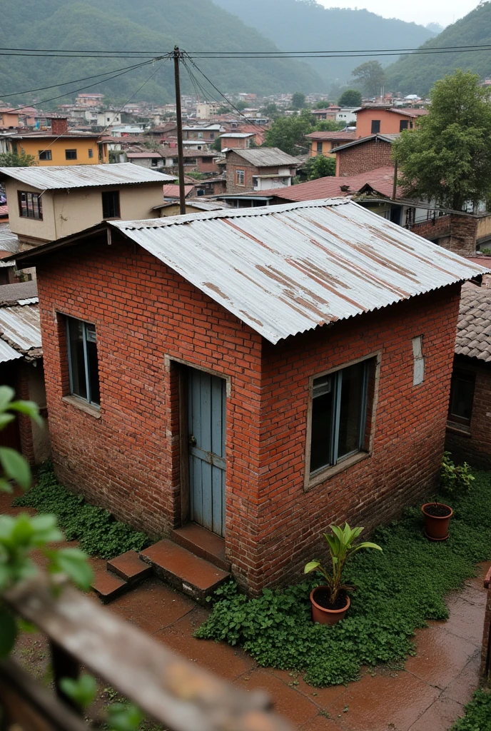 Latin American neighborhood house, from poor neighborhood of medellin in brick