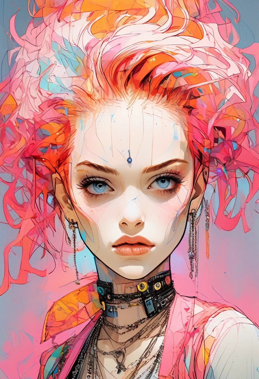 The prompt for the first theme is as follows。:
"(Highest quality, 8k, 32K, Tabletop:1.3), Very detailed, (Realistic:1.4), White, albino, Punk Girl, Detailed eyes, Upper Body, Luxurious punk hair, Edgy punk fashion, avant-garde makeup, Many piercings, A body full of tattoos, Street background, Backlight effect, Shallow depth of field, Blurred Background"