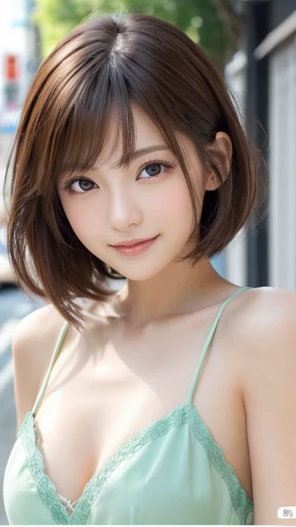 (8k, RAW Photos, Highest quality:1.2), (reality, reality的:1.4), (非常に詳細な8kwallpaper)、Sharp focus, Cinema Lighting, 細部までBeautiful Eyes, Asymmetrical bangs, Glowing Skin, Highly detailed skin ,High resolution, Attention to detail, Detailed hairstyle, Detailed beauty face, Hyper Real, Perfect limbs, Perfect Anatomy ,1 Japanese girl,Famous idols of Japan, Perfect female body,smile,short eyelashes,double eyelid,Look straight here,Summer Coordination、Stand up straight and face me, whole body ,,look straight at me,Streets of Europe、Tabletop、wallpaper、reality的、Bright lighting、Professional Lighting、Face Light Smooth Lighting、Japanese women、Adult、Beautiful woman、action、gravure、Sexy、so beautiful、Beautiful Skin、Beautiful and detailed、Detailed face、slim、moderately、((short hair))、((Brunette Hair))、Brown eyes、Looking into the camera、Small Bust、Cleavage, Pretty face,, smile, Blurred Background, 超High resolution, Backlight, Top-down angle,whole body、Accurate 5 fingers, software , Bony body, Japanese women, One person, Perfect body, 超Detailed face, Detailed lips, Beautiful Eyes, double eyelid, Light brown hair, Asymmetrical hair, Asymmetrical bangs, Messy Hair,