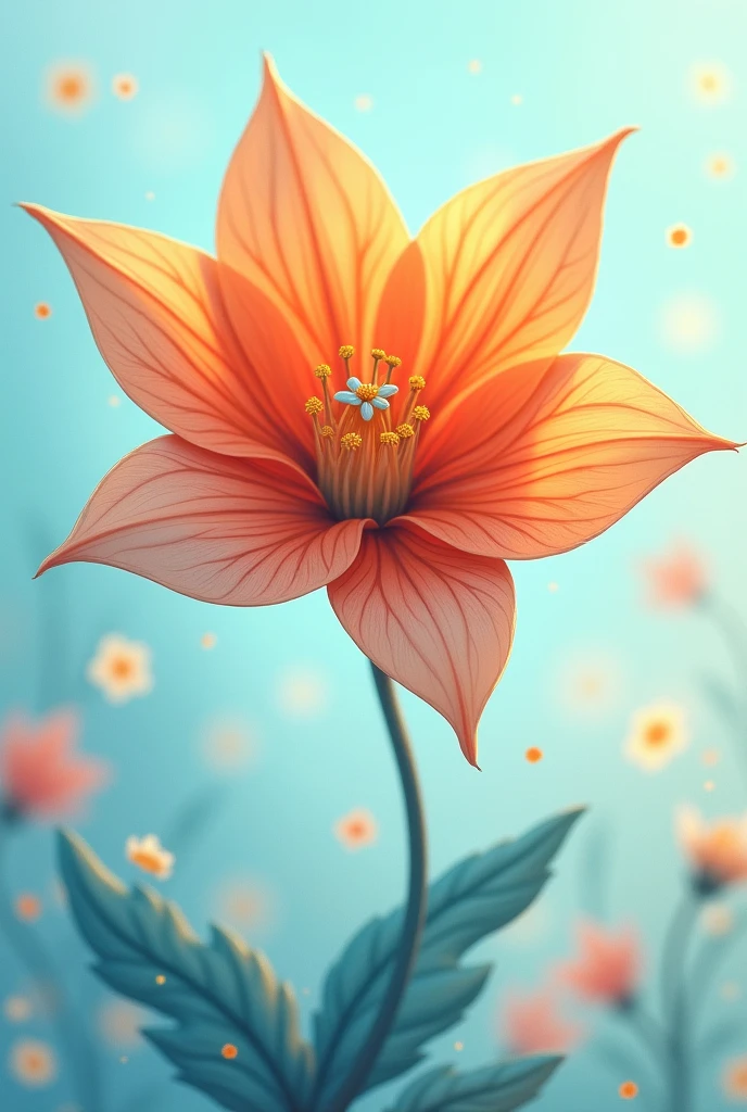 Flower with half orange and half light blue color , in anime 