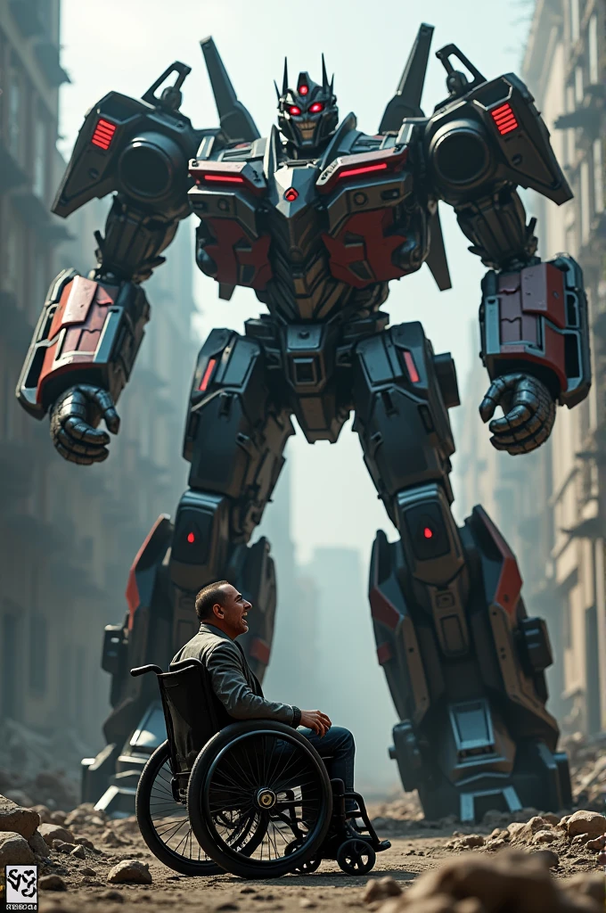 Draw Megatron laughing at a wheelchair user