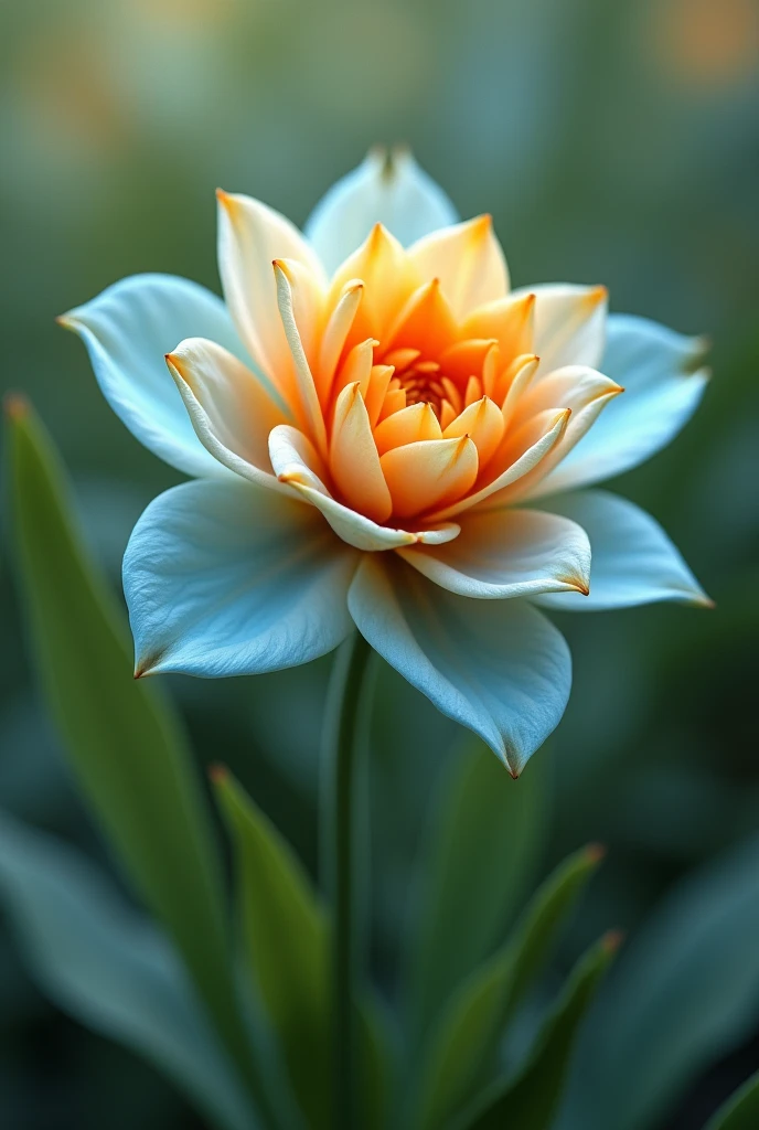 Flower with half orange and half light blue color