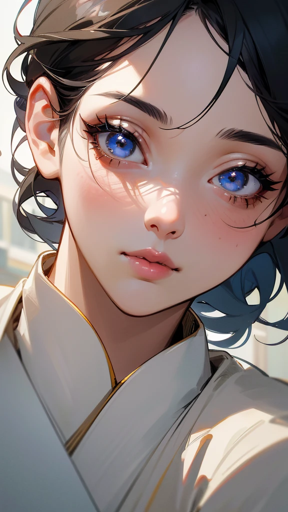 Gojo Satoru, extremely detailed portrait, beautiful detailed eyes, long eyelashes, beautiful detailed lips, beautiful detailed face, highly detailed hair, intricate hair strands, striking pose, (best quality,4k,8k,highres,masterpiece:1.2),ultra-detailed,