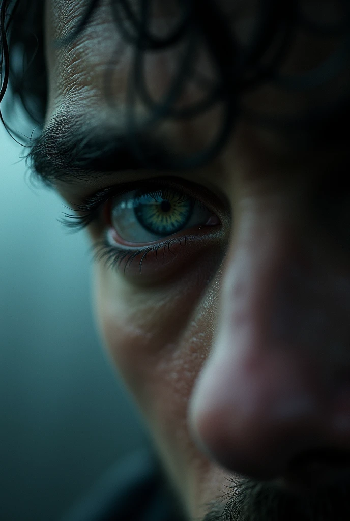 A man's eye stands still