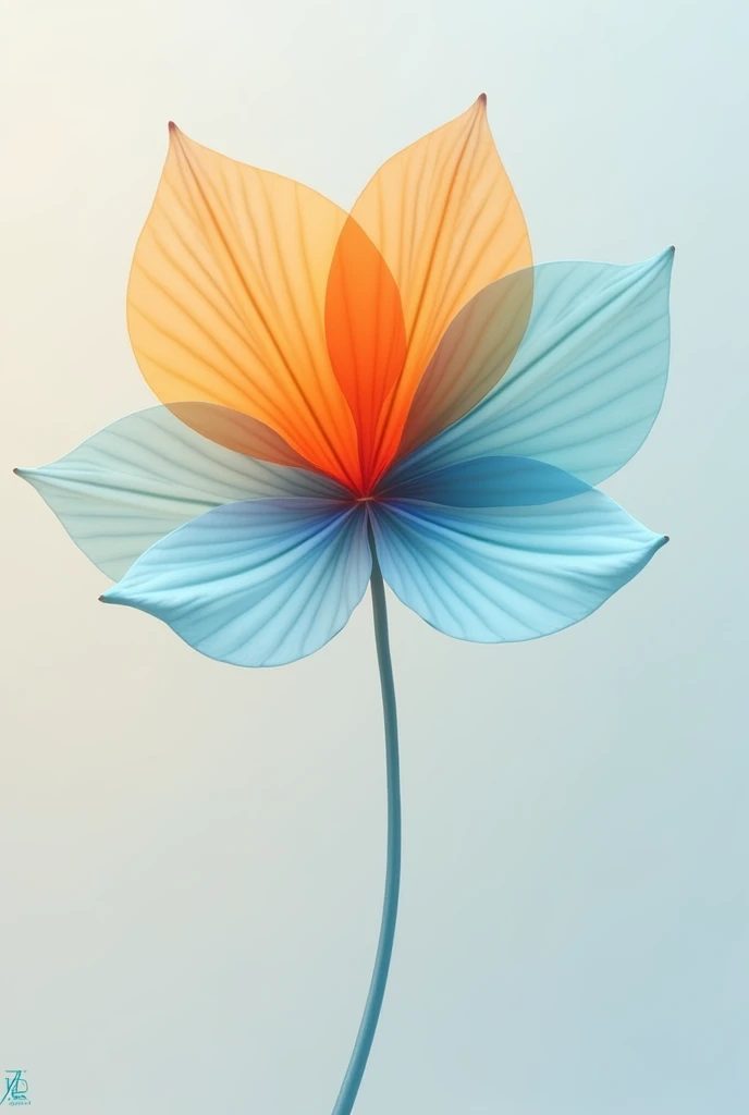 Flower with half orange and half light blue color in 2D