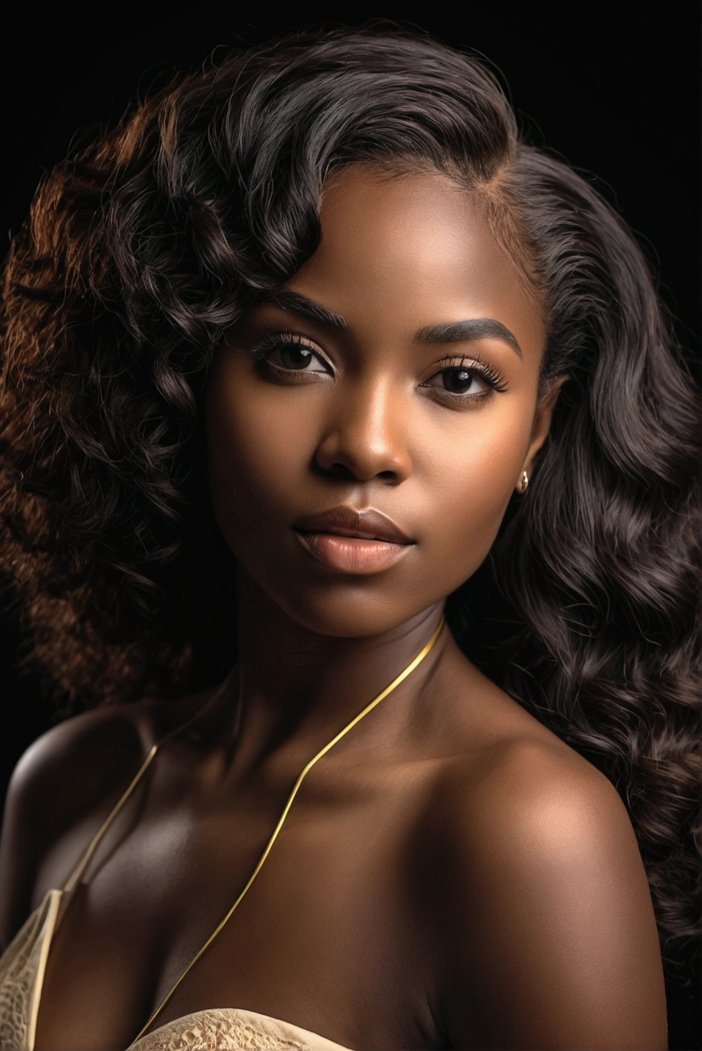 detailed beautiful young woman, dark ebony skin, stunning, realistic, photographing herself with a high-quality DSLR camera, product photography, sensual, semi-nude, studio lighting, 8k, photorealistic, hyperdetailed, cinematic composition, dramatic lighting, vivid colors, flawless skin, elegant pose, graceful movement, captivating expression, portrait, chiaroscuro, dramatic shadows