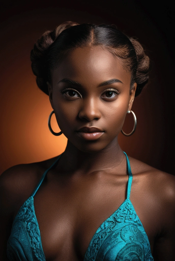 detailed beautiful young woman, dark ebony skin, stunning, realistic, photographing herself with a high-quality DSLR camera, product photography, sensual, semi-nude, studio lighting, 8k, photorealistic, hyperdetailed, cinematic composition, dramatic lighting, vivid colors, flawless skin, elegant pose, graceful movement, captivating expression, portrait, chiaroscuro, dramatic shadows