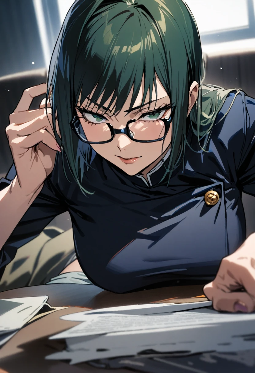 1girl, zen'in maki, jujutsu kaisen, glasses,masterpiece, best quality, absurdres,