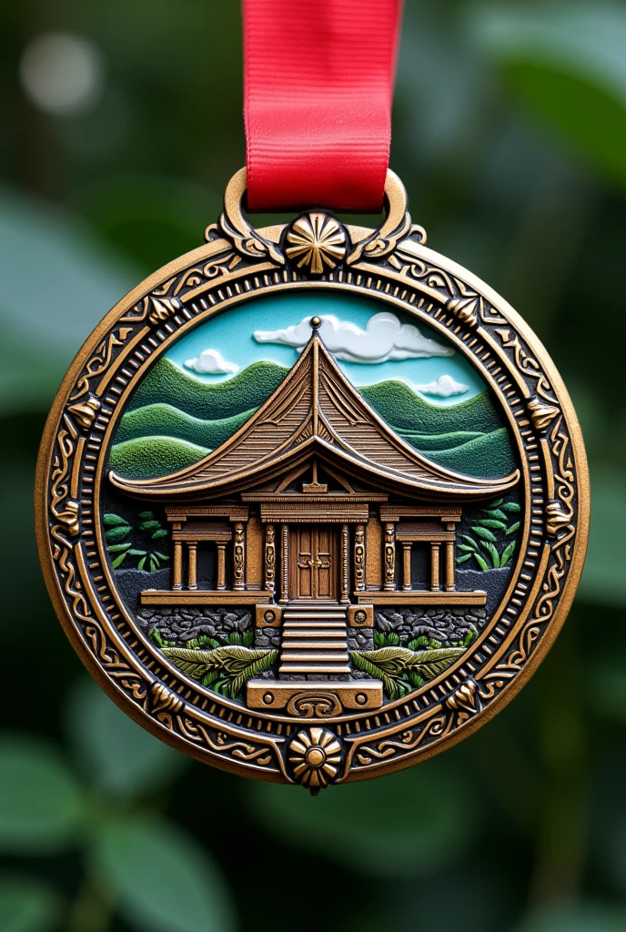 RUNNING MEDAL WITH INDONESIAN TORAJA TONGKONAN HOUSE DESIGN