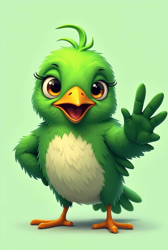 Funny looking green crow looking at the camera ,
Belly color is whitish. Waving to say hi.