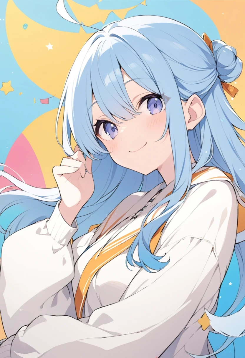 Light blue hair girl,An illustration,smile