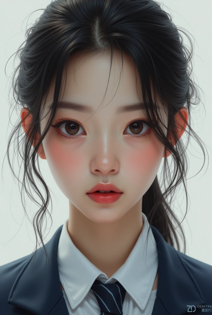 (Hyper realistic), (8k), (extremely detailed), (best illustration), (beautiful detailed eyes), (Best Quality), (ultra detailed), (masterpiece), (Wallpaper), (detailed face), Alone, 1 girl, one hour drawing challenge, wet sweat, (School uniform:1.3), Looking at the audience, exquisite details, detailed faces, ,pureerosfaceace_ v1,