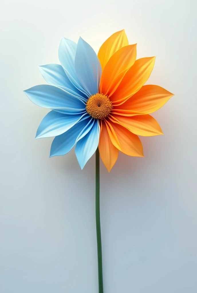 Flower with half orange and half light blue color in 2D