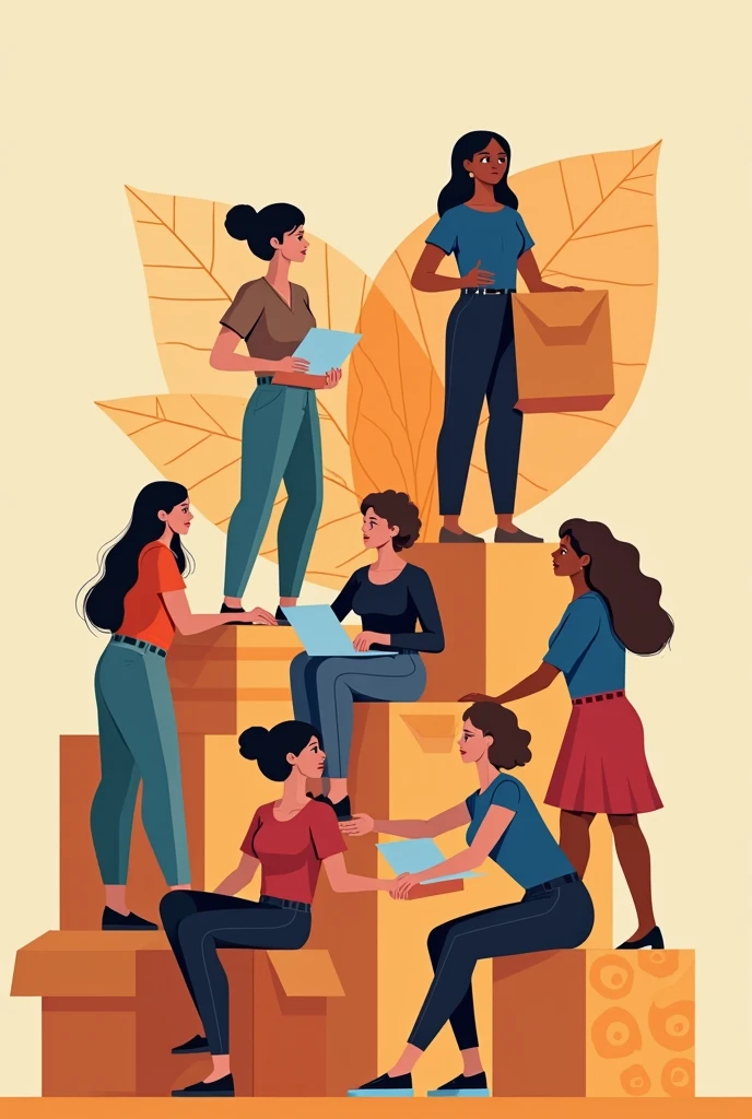 Funda Miel Foundation Women&#39;s Rights, Women performing tasks in various boxes in their daily life 