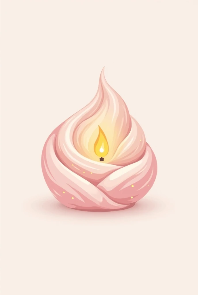 Create a handmade candle logo that has the name Sweet Glow Handmade Candles, in the form of a dessert, Let it be elegant and pink