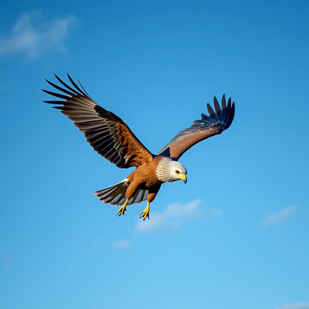Griffinis flying blue sky,