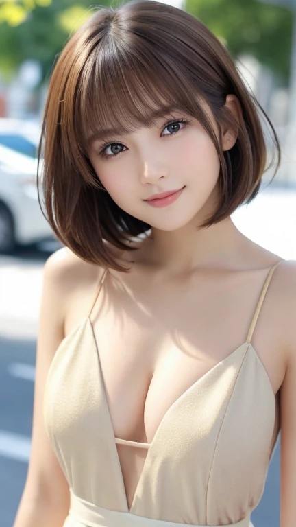 (8k, RAW Photos, Highest quality:1.2), (reality, reality的:1.4), (非常に詳細な8kwallpaper)、Sharp focus, Cinema Lighting, 細部までBeautiful Eyes, Asymmetrical bangs, Glowing Skin, Highly detailed skin ,High resolution, Attention to detail, Detailed hairstyle, Detailed beauty face, Hyper Real, Perfect limbs, Perfect Anatomy ,1 Japanese girl,Famous idols of Japan, Perfect female body,smile,short eyelashes,double eyelid,Look straight here,Outfits to wear in the fall、Stand up straight and face me, whole body ,,look straight at me,Streets of Europe、Tabletop、wallpaper、reality的、Bright lighting、Professional Lighting、Face Light Smooth Lighting、Japanese women、Adult、Beautiful woman、action、gravure、Sexy、so beautiful、Beautiful Skin、Beautiful and detailed、Detailed face、slim、moderately、((short hair))、((Brunette Hair))、Brown eyes、Looking into the camera、Small Bust、Cleavage, Pretty face,, smile, Blurred Background, 超High resolution, Backlight, Top-down angle,whole body、Accurate 5 fingers, software , Bony body, Japanese women, One person, Perfect body, 超Detailed face, Detailed lips, Beautiful Eyes, double eyelid, Light brown hair, Asymmetrical hair, Asymmetrical bangs, Messy Hair,