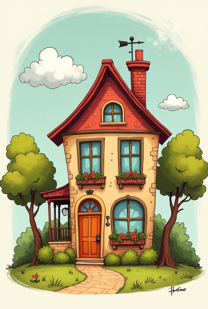 house drawing cartoons