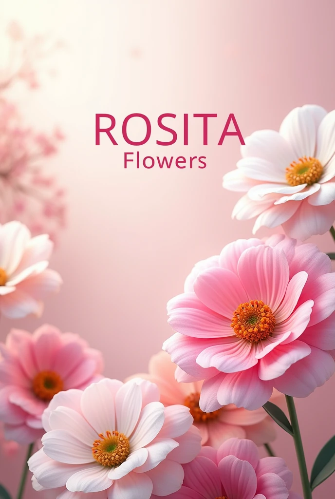 “Rosita Flowers” text in capital letters with flowers