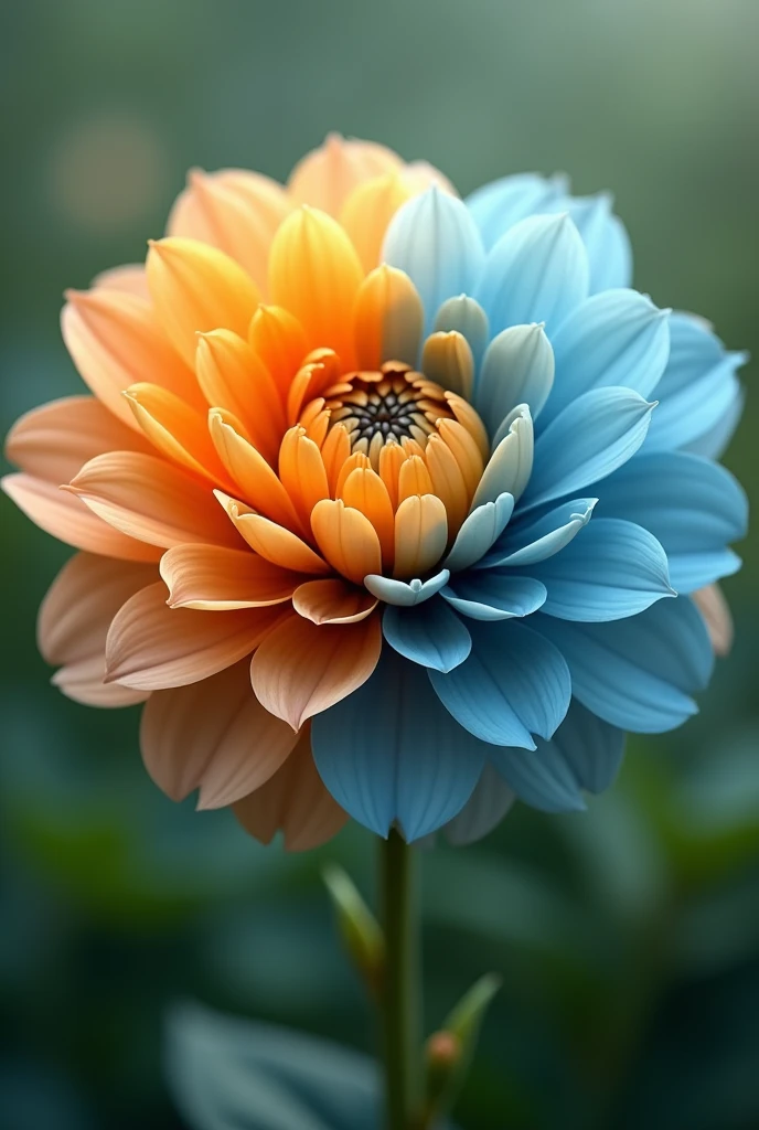 Flower with half orange and half light blue color 