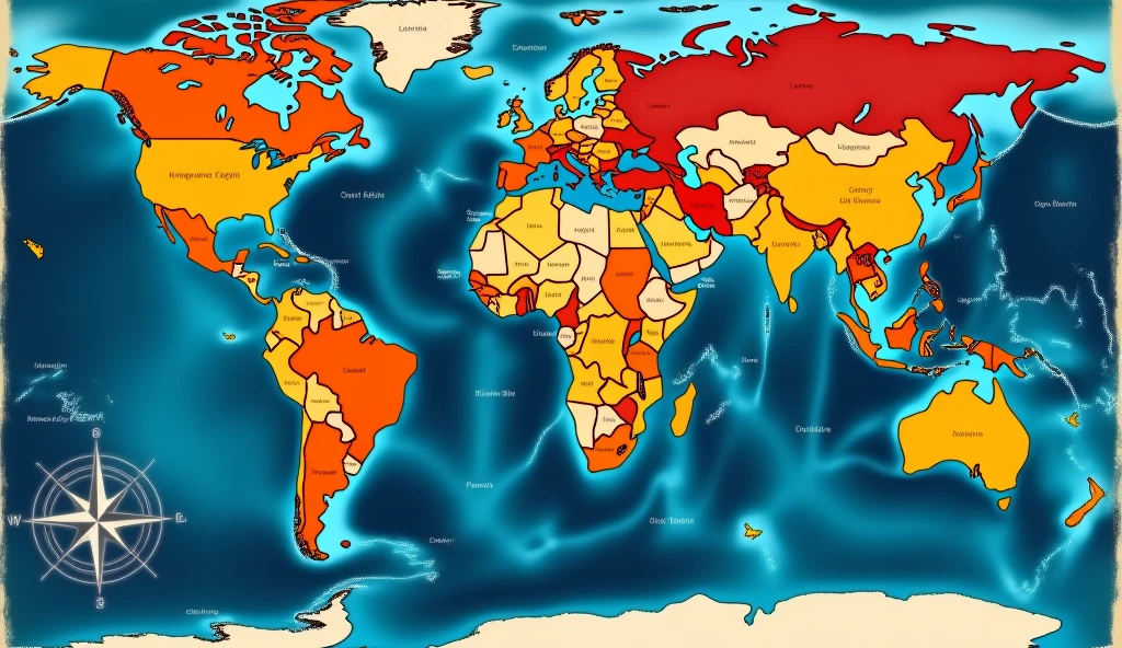 Here’s a prompt for generating an artistic world map:

"A detailed world map with each continent and country uniquely colored in vibrant, contrasting hues. The oceans are shaded in deep blue, with white lines representing currents and trade routes. The map includes labels for major countries and cities, and a vintage compass rose in the corner. The overall style should be modern yet slightly textured, giving it a mix of educational and artistic appeal."