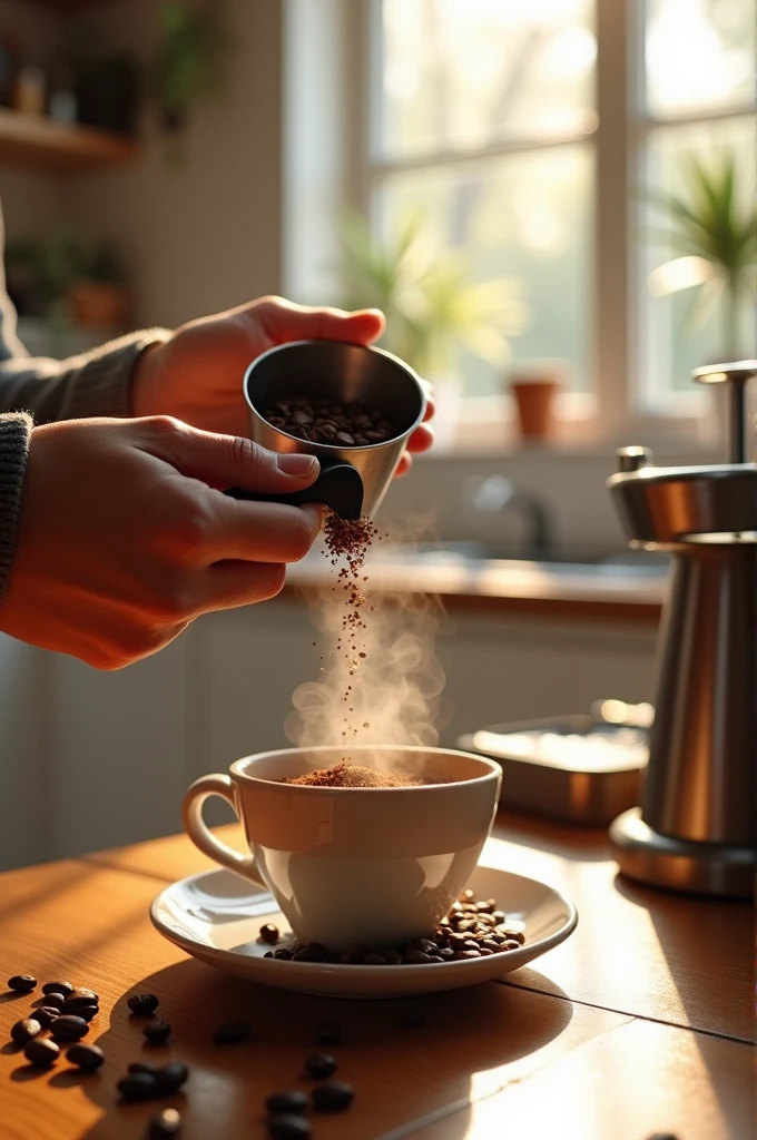 Preparing a cup of coffee