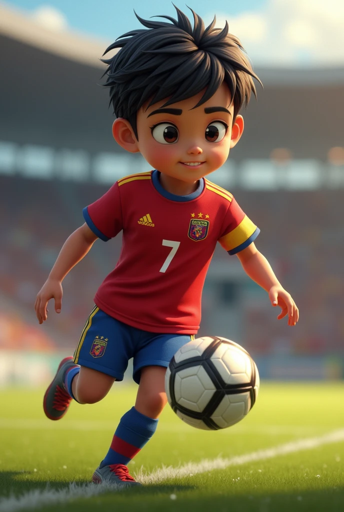 Crame, a black-haired boy who played soccer in the Venezuela uniform with the number 7 at